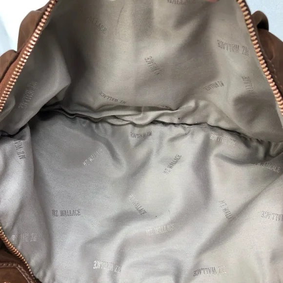 MZ WALLACE Kate Bag Large Brown and Rose Gold Shoulder Crossbody Nylon & Leather
